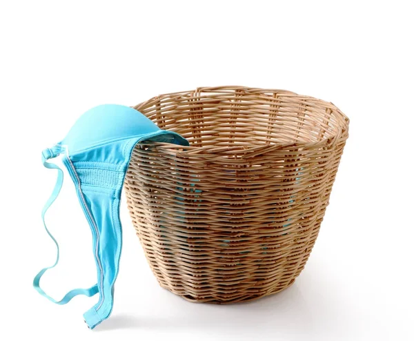 Used female underwear in basket isolated clipping path. — Stock Photo, Image