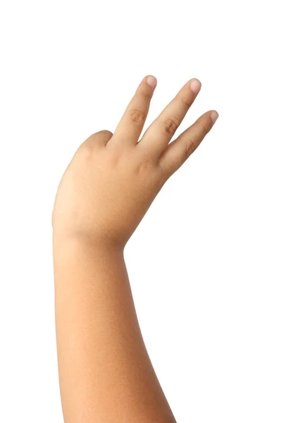 Kinderhand und Finger zeigen Nummer drei isoliert mit Clippi — Stockfoto