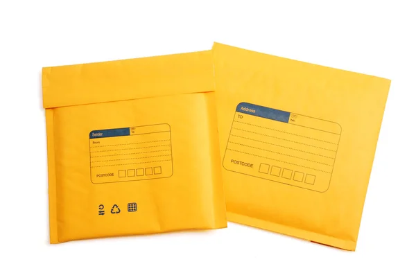 Yellow letter envelope isolated with clipping path. — Stock Photo, Image