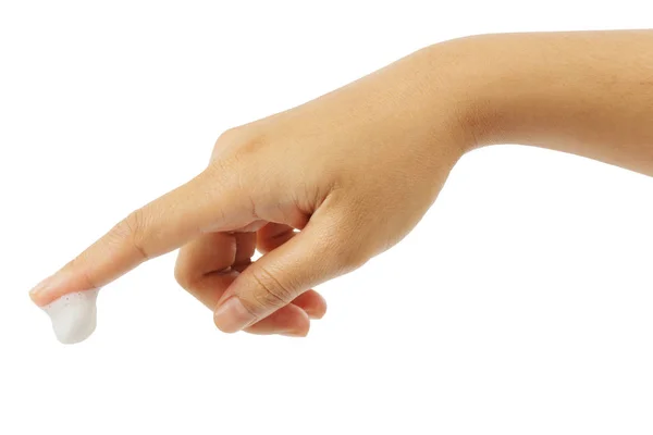 Жіноча рука з білою піною ізольований відсічний контур . — стокове фото