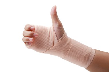 İnsan eli aşk sembolü beyaz arka plan üzerinde kırpma yolu izole tıp bandaj.