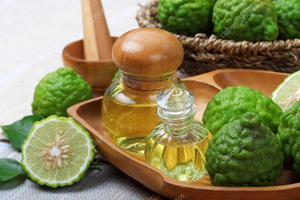 bergamot with aromatic spa of bottles essential oil 