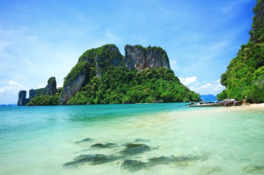 Uzun kuyruk tekne koh Hong Island, Tayland Andaman Denizi 