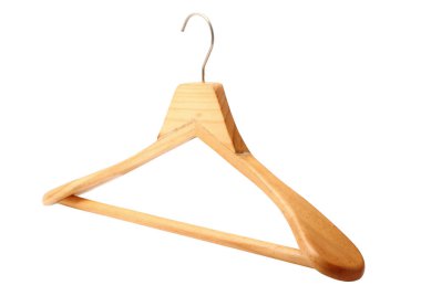 Wooden hanger isolated with clipping path.