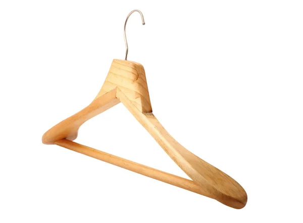 Wooden hanger isolated with clipping path. — Stok fotoğraf