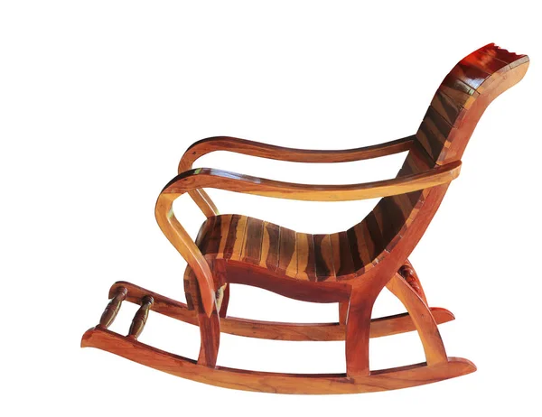 Cadeira de balanço de madeira isolada com caminho de recorte . — Fotografia de Stock