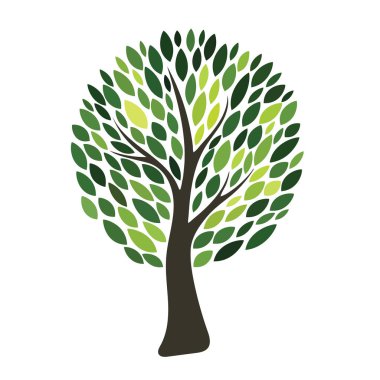 Beyaz arka plan üzerinde izole Geen ağaç siluet. Vektör