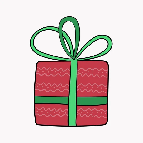 Caja regalo navidad roja, aislada sobre fondo blanco — Vector de stock