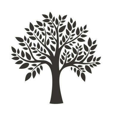 Black tree isolated on white background. Silhouetts clipart