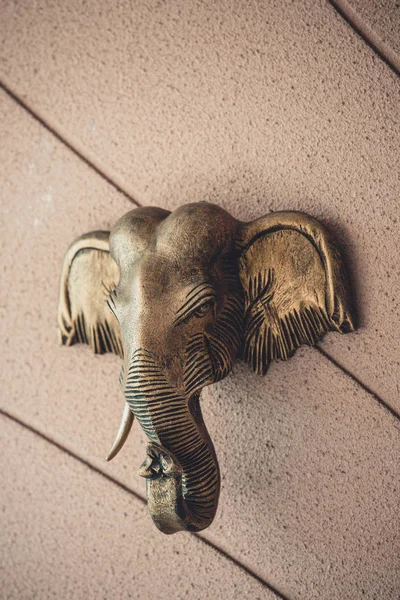 Elephant Head on wall background - Statue for decoration, Brass