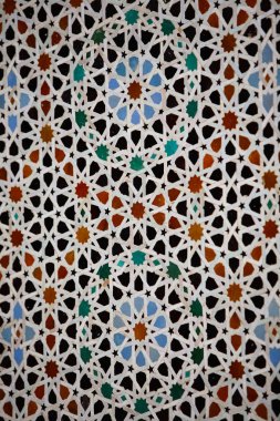 Casablanca, Fas, Afrika güzel mozaikli ayrıntı Hassan II Camii eski duvarına dekoratif dekore
