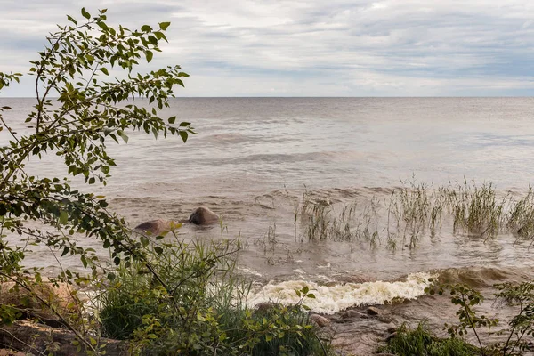 The tide on the shore of the Ladoga Lake.