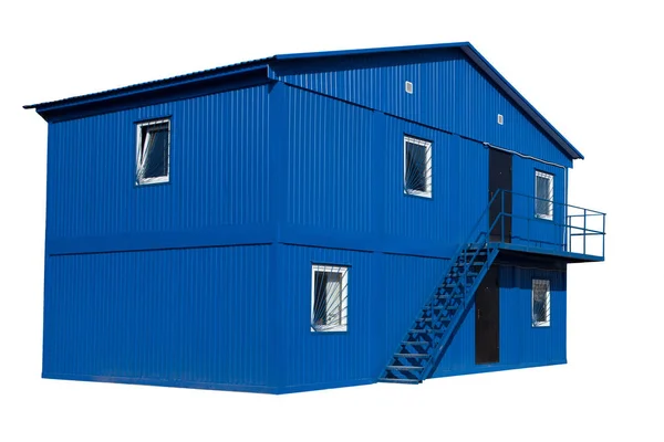 Blue mobile building in industrial site or office container on t — Stock Photo, Image