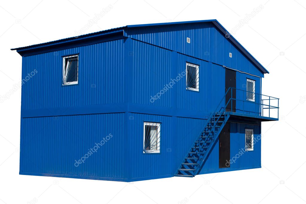 Blue mobile building in industrial site or office container on t