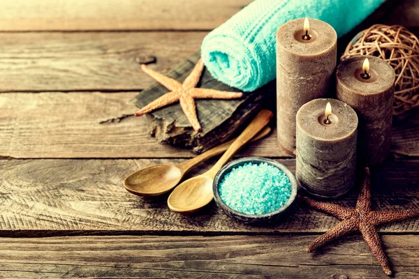 Set Para Tratamientos Spa Con Productos Cosméticos Para Cuidado Corporal — Foto de Stock