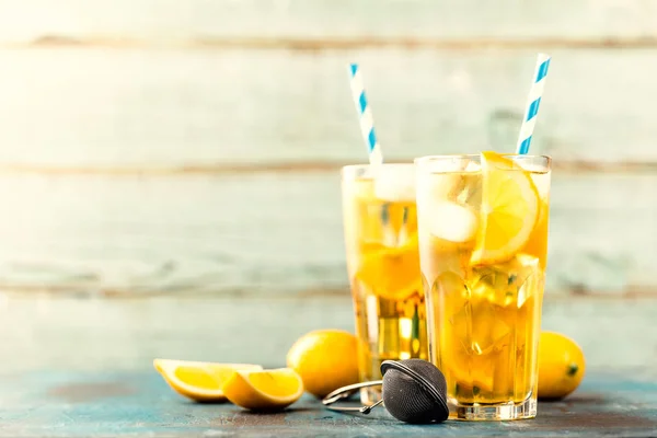 Jeges Édes Tea Frissítő Hideg Nyári Ital Vagy Limonádé — Stock Fotó