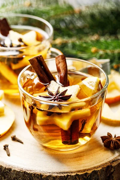Varm Dryck För Nyår Jul Eller Höstlov Skalad Cider Kryddat — Stockfoto