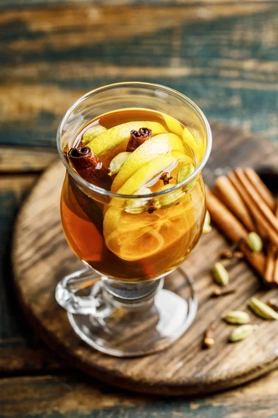 Grog Hot Drink Winter Autumn Spicy Tea Rum Cocktail Lemon — Stock Photo, Image