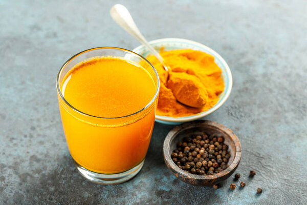 Turmeric with water and black pepper. Healthy eating