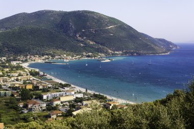 Manzarayı Lefkada - yaz sahil, Vasiliki Köyü