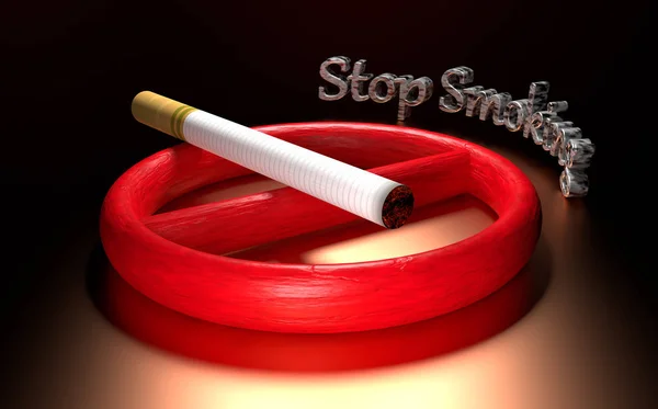 No smoking sign and text with cigarette on a black background — Stock Photo, Image