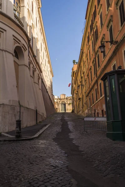 An empty street in Rome, Italy.