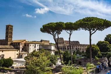 Panoramik Kolezyum ve Roman Forum Palantine Hill, Roma, İtalya