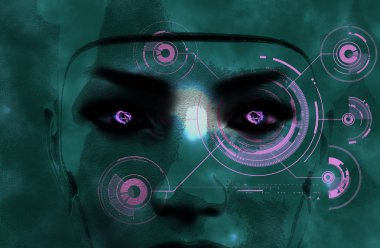 Karanlık kadın robot yüz