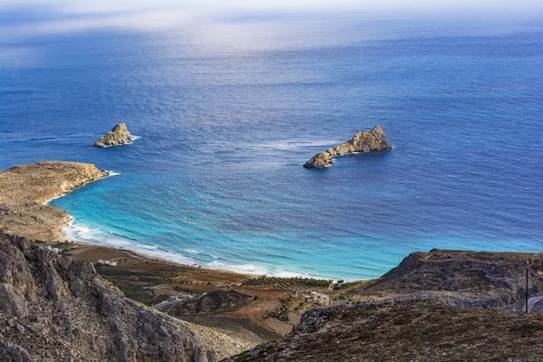 Hermoso paisaje marino griego. Creta Oriental. Playas de Xerokampos . — Foto de Stock