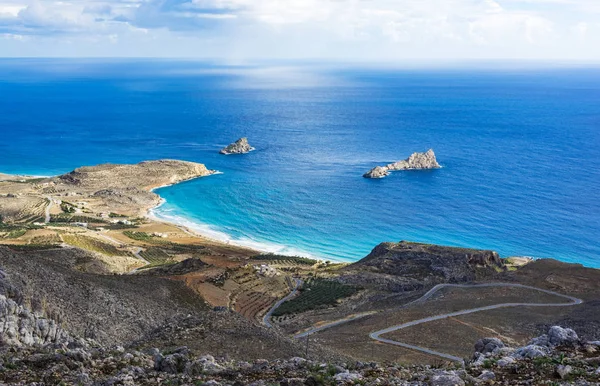 Prachtige Griekse zeegezicht. Oost Kreta. Xerokampos stranden. — Stockfoto