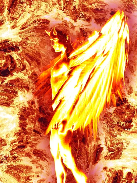 Ilustración del personaje del diablo en el fuego — Foto de Stock