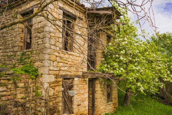 Ancienne maison de village abandonnée — Photo