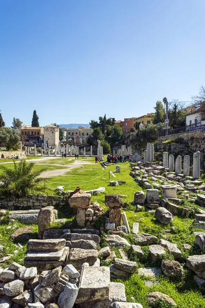 Atenas Grécia Março 2020 Ruínas Antigas Fórum Romano Centro Atenas — Fotografia de Stock