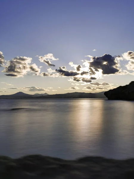 Riva Del Capo Melagkavi Nel Golfo Corinto Grecia Tramonto — Foto Stock