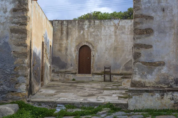 Ruins Church Toplou Monastery Orthodox Monastery Located Eastern Part Island — Stock Photo, Image