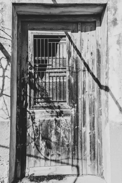Старая Деревянная Дверь Традиционного Дома Деревне Чамайтуло Крит Греция — стоковое фото