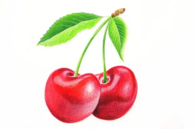 Kiraz, kiraz çizim, kırmızı meyve