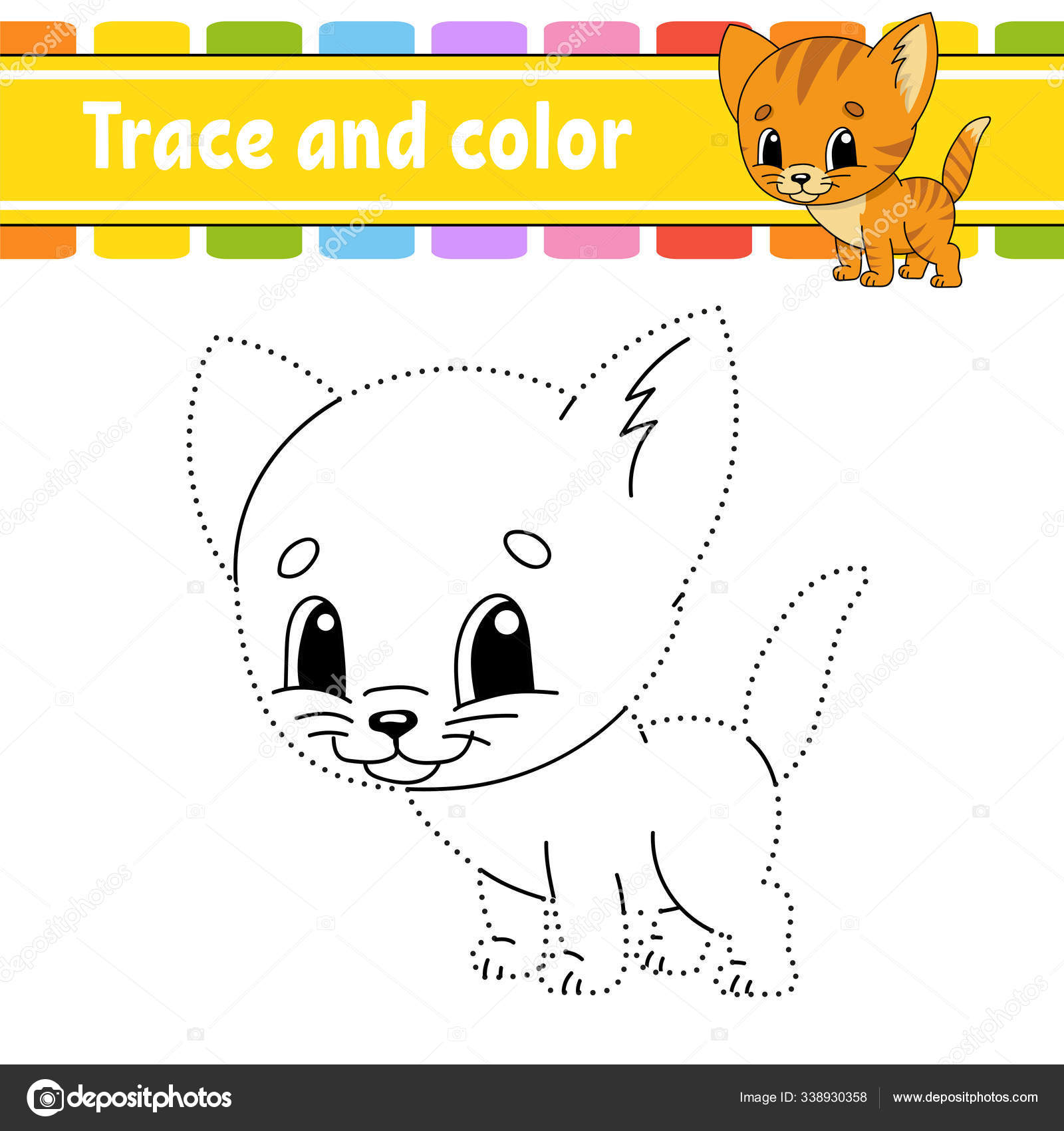 Trace And Color Cat Animal Coloring Page For Kids Handwriting Practice Education Developing Worksheet Activity Page Game For Toddlers Isolated Vector Illustration Cartoon Style Stock Vector Image By C Platypusmi86 338930358