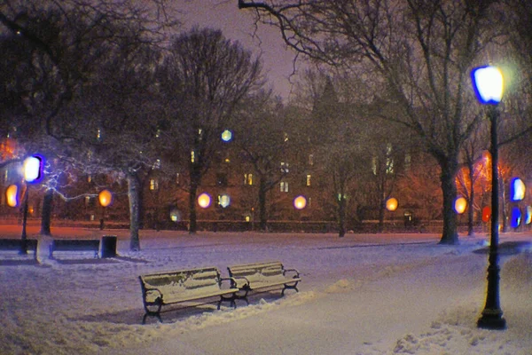 纽黑文雪冬夜 — 图库照片