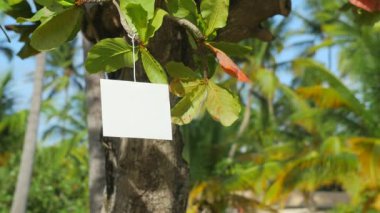 Beyaz boş kartı asılı