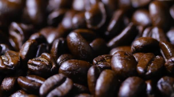 Brown coffee beans rotating around — Stock Video
