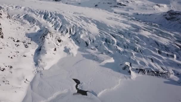 Aerial View Large Glacier Daytime Winter Iceland — Stock Video