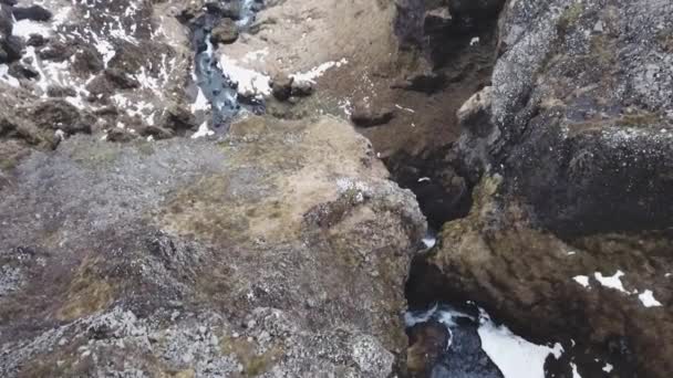 Luchtfoto Van Grote Prachtige Waterval Overdag Ijsland — Stockvideo