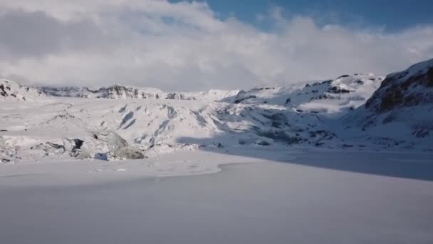 Luftaufnahme Des Grossen Gletschers Bei Tag Winter Island — Stockvideo