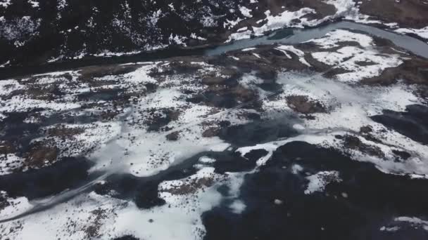 Luchtfoto Van Bergrug Winter Overdag Ijsland — Stockvideo