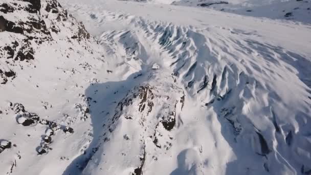 大冰川的空中看法在白天 冬天在冰岛 — 图库视频影像