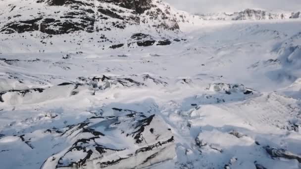 Luchtfoto Van Grote Gletsjer Overdag Winter Ijsland — Stockvideo