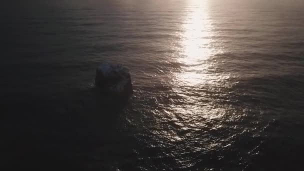 Воздушный Вид Океан Красоты Закате Исландия — стоковое видео