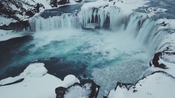 Vue Aérienne De Belles Cascades De GodaFoss En Hiver, Islande 