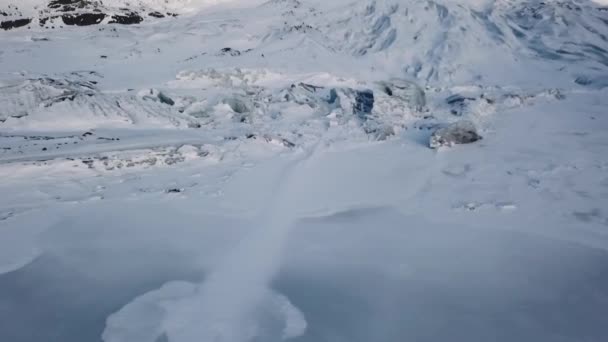 Αεροφωτογραφία Του Μεγάλο Παγετώνα Στην Διάρκεια Της Ημέρας Χειμώνα Στην — Αρχείο Βίντεο